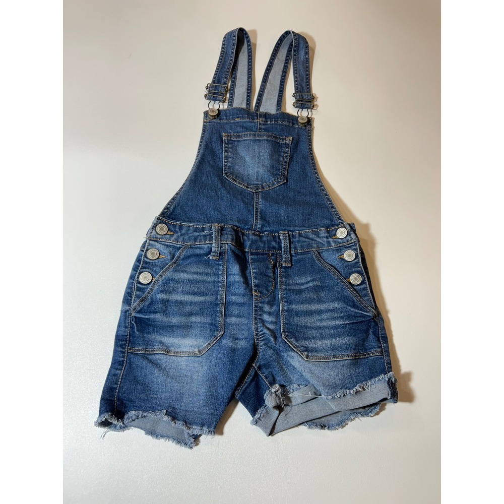 SO Denim Overalls Girls Size 10 Blue Raw Hem Stretch Pockets
